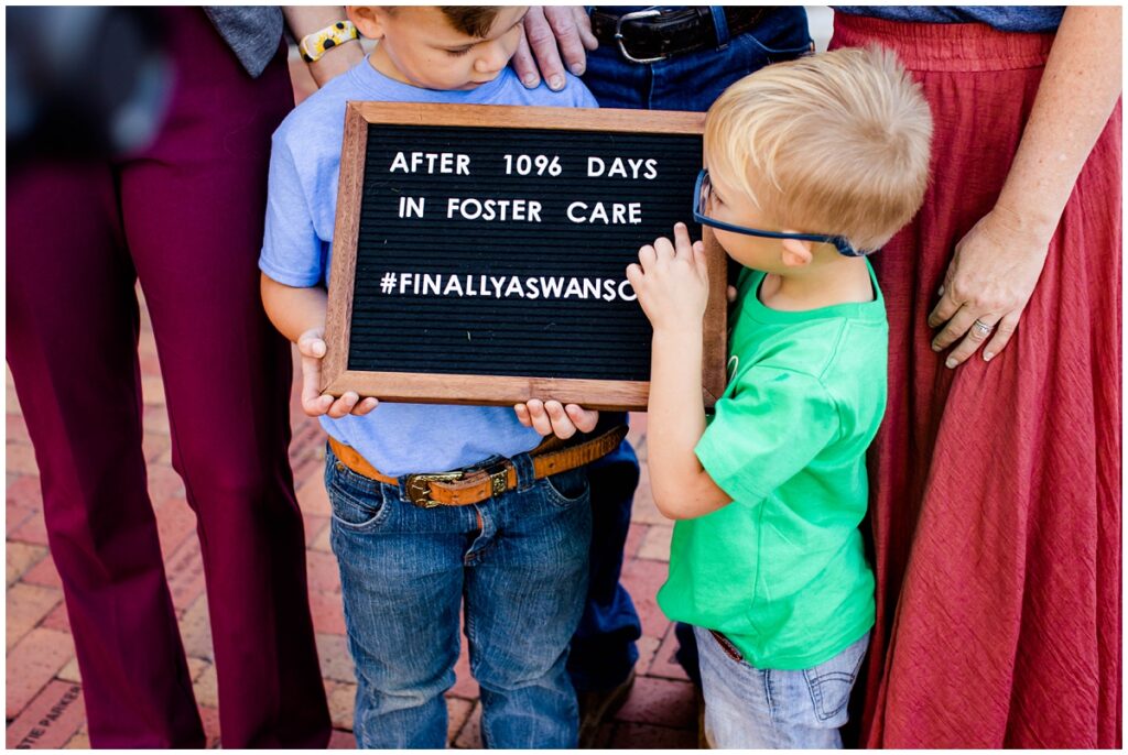 The Swanson's adoption announcement photos